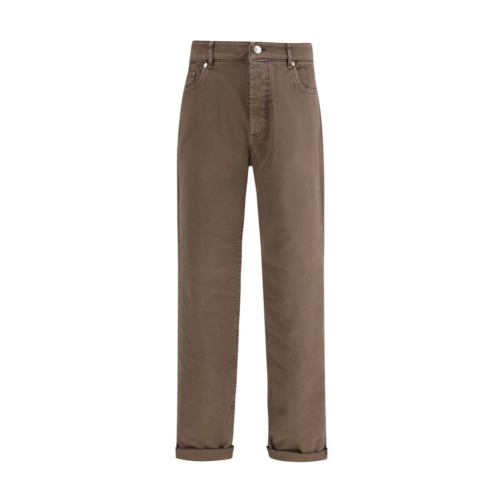 Brunello Cucinelli Brown Cotton High-Waisted Jean