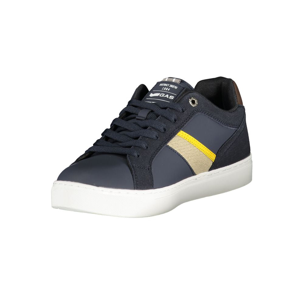 Gas Blue Polyurethane Men Sneaker