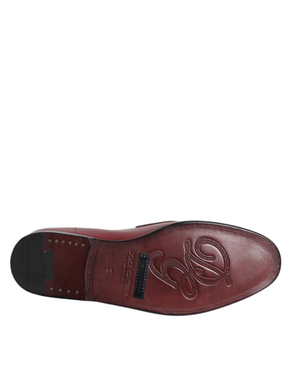 Dolce & Gabbana Burgundy Leather Formal Slip On Shoes - The Gentlemen's Vault