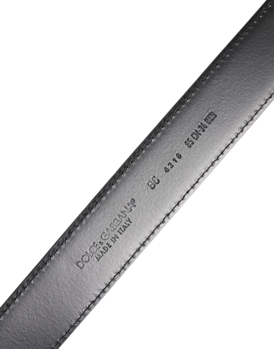 Dolce & Gabbana Black Classic Calf Leather Silver Buckle Belt - The Gentlemen's Vault