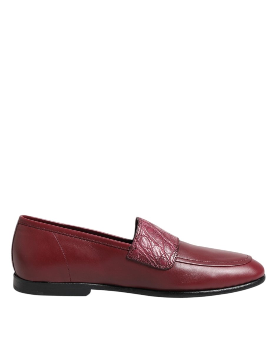 Dolce & Gabbana Burgundy Leather Formal Slip On Shoes - The Gentlemen's Vault