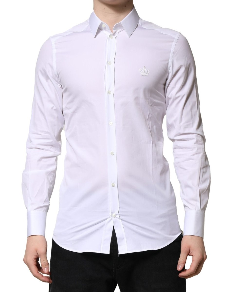 Dolce & Gabbana White GOLD Long Sleeves Men Dress Formal Shirt - The Gentlemen's Vault