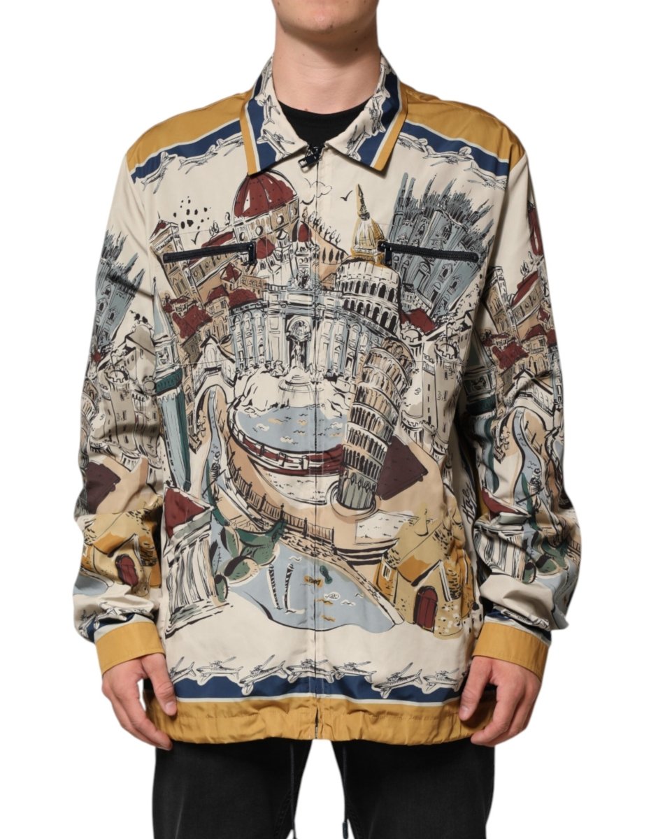 Dolce & Gabbana Multicolor Italian Motif Men Bomber Jacket - The Gentlemen's Vault