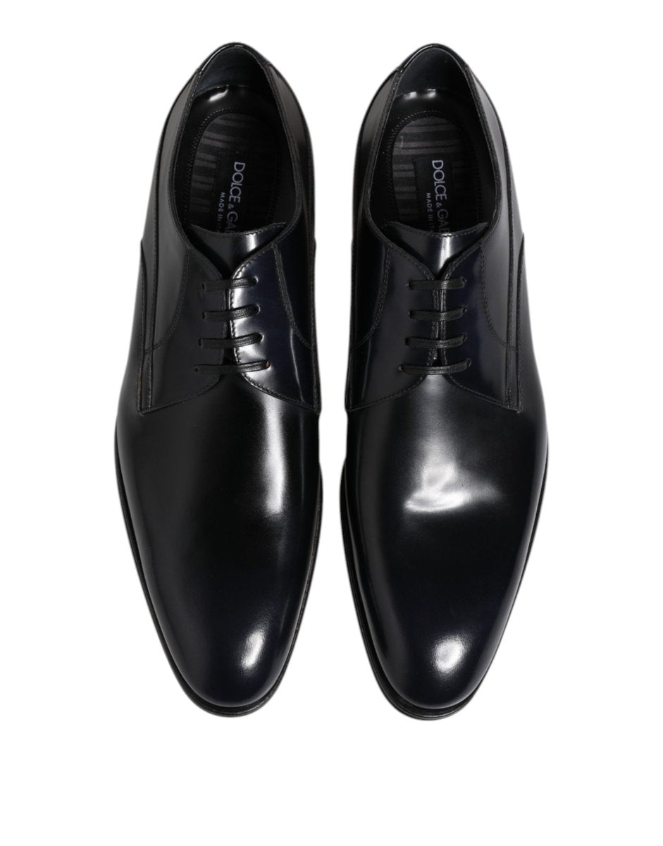 Dolce & Gabbana Navy Blue Leather Lace Up Derby Formal Shoes - The Gentlemen's Vault