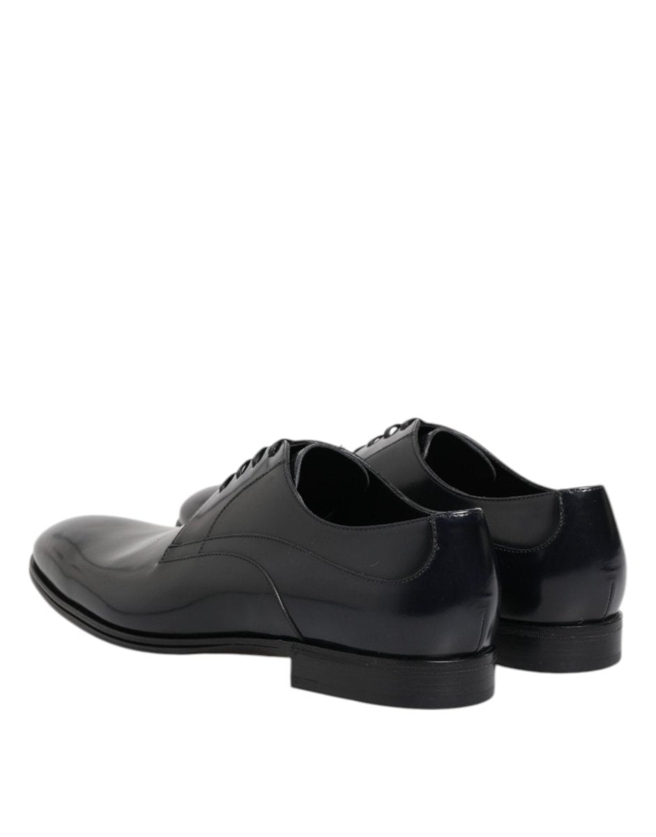 Dolce & Gabbana Navy Blue Leather Lace Up Derby Formal Shoes - The Gentlemen's Vault