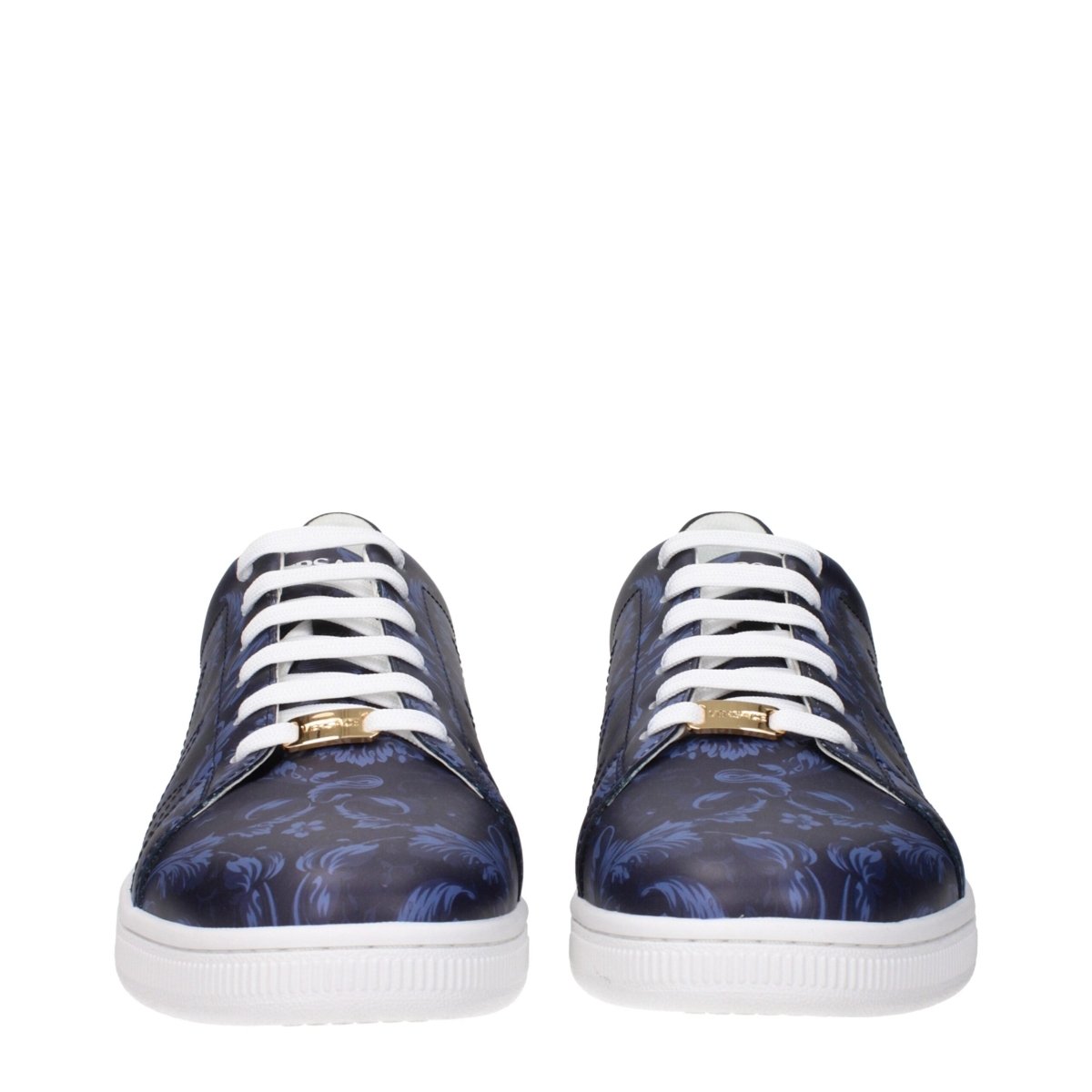 Versace Blue Leather Low Tops - The Gentlemen's Vault