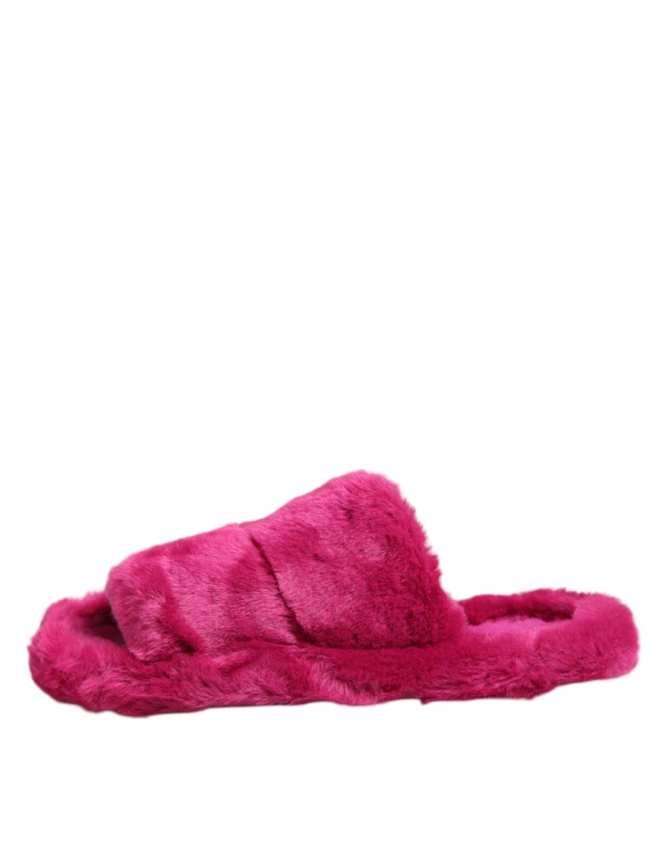 Dolce & Gabbana Pink Acrylic Faux Fur Mens Flats Sandals Shoes - The Gentlemen's Vault