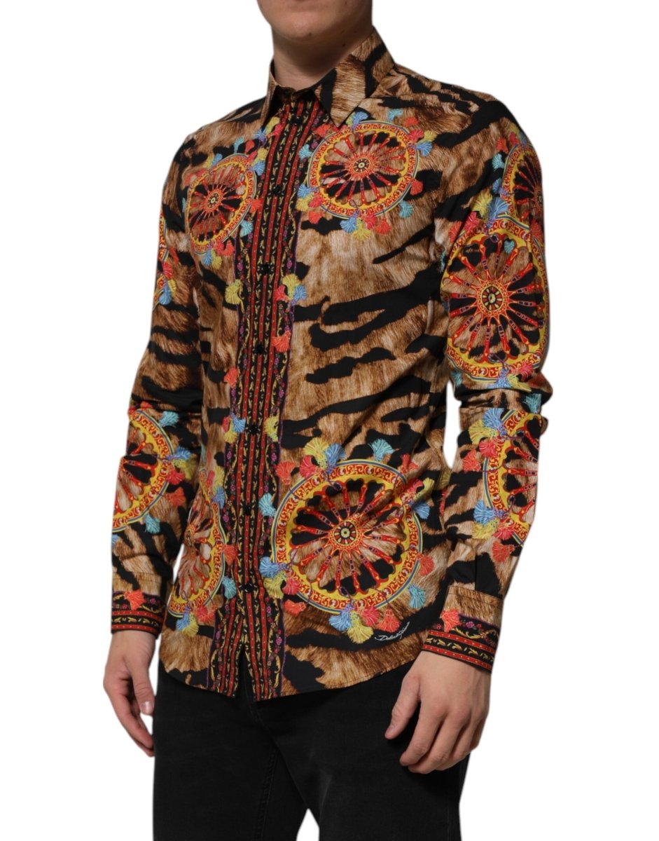 Dolce & Gabbana GOLD Cotton Tiger Carretto Long Sleeve Shirt - The Gentlemen's Vault