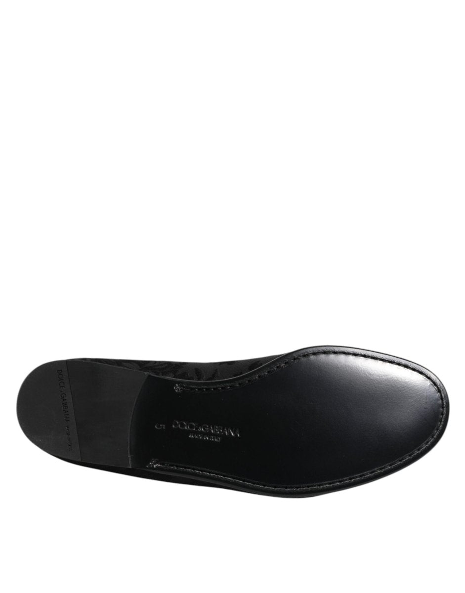 Dolce & Gabbana Black Floral Brocade Loafers Men Dress Shoes - The Gentlemen's Vault