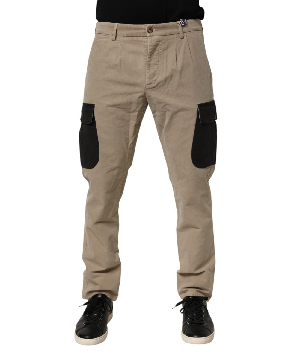 AT.P.CO Beige Mid Waist Skinny Men Cargo Chino Trouser Pants - The Gentlemen's Vault