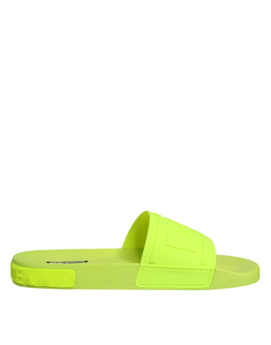 Dolce & Gabbana Green Rubber Slides Sandals Beachwear Shoes - The Gentlemen's Vault