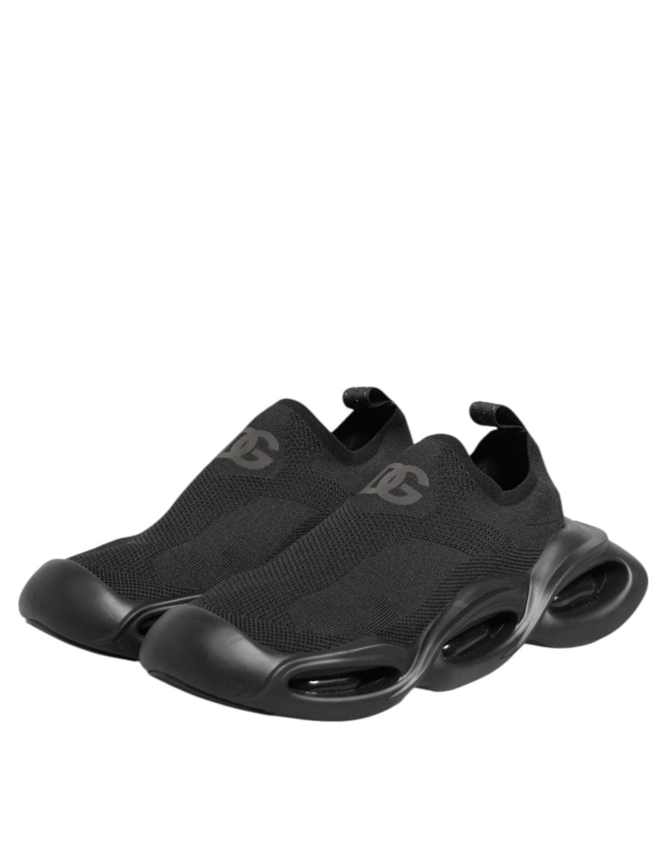 Dolce & Gabbana Black Slip On Wave Low Top Men Sneaker Shoes - The Gentlemen's Vault