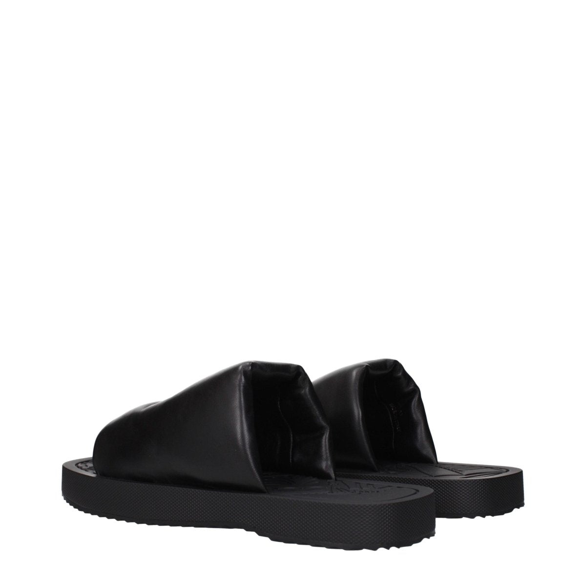 Burberry Black Leather Slippers Sandals - The Gentlemen's Vault