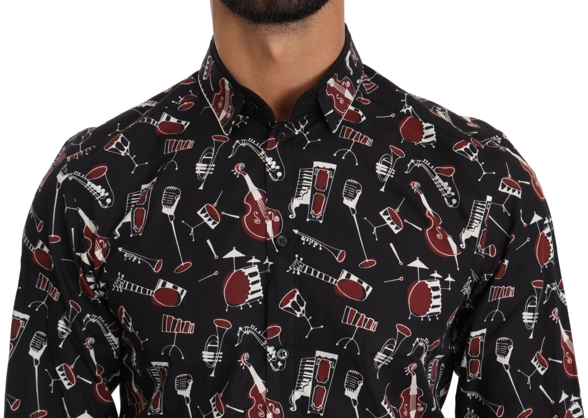 Dolce & Gabbana Black Musical Instrument Slim fit Shirt - The Gentlemen's Vault