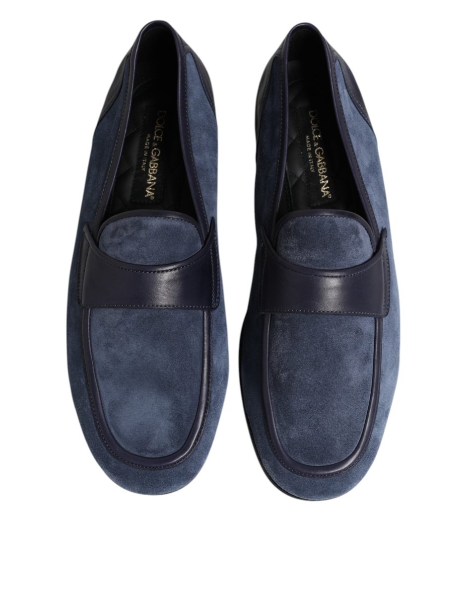 Dolce & Gabbana Blue Suede Leather Loafers Moccasin Shoes - The Gentlemen's Vault