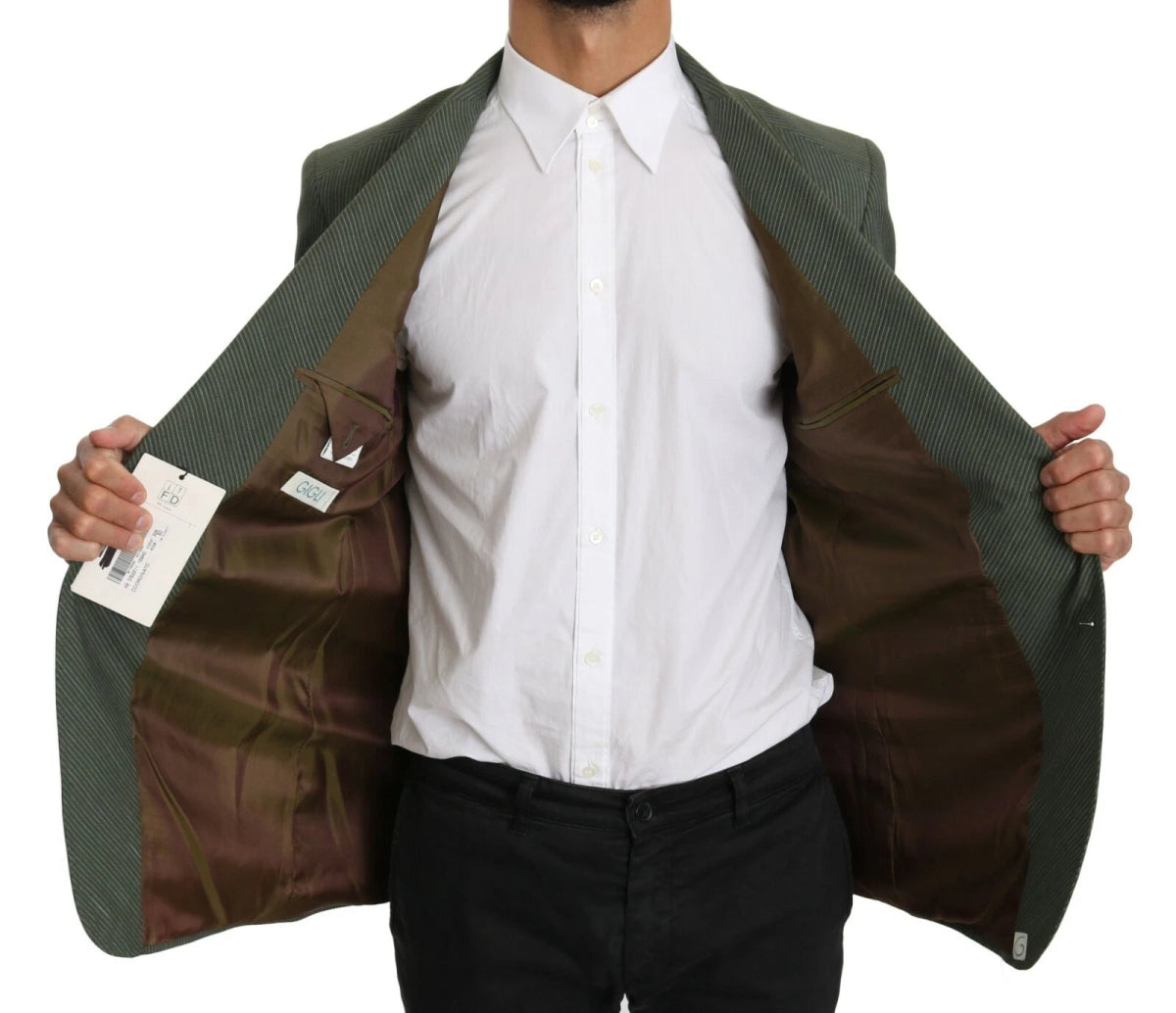 Romeo Gigli Green Linen Blazer One Piece Single Breasted Jacket - The Gentlemen's Vault