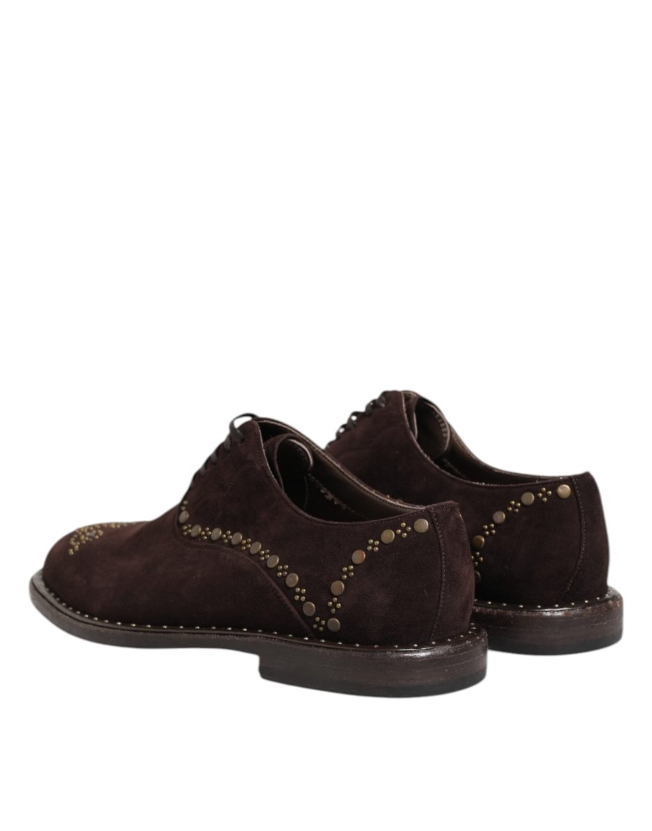 Dolce & Gabbana Brown Velvet Lace Up Oxford Dress Shoes - The Gentlemen's Vault
