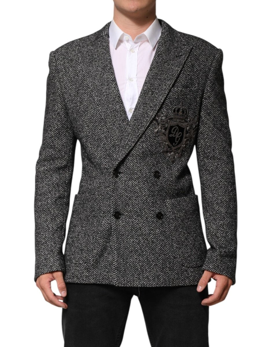 Dolce & Gabbana Black White Double Breasted Men Suit Blazer - The Gentlemen's Vault