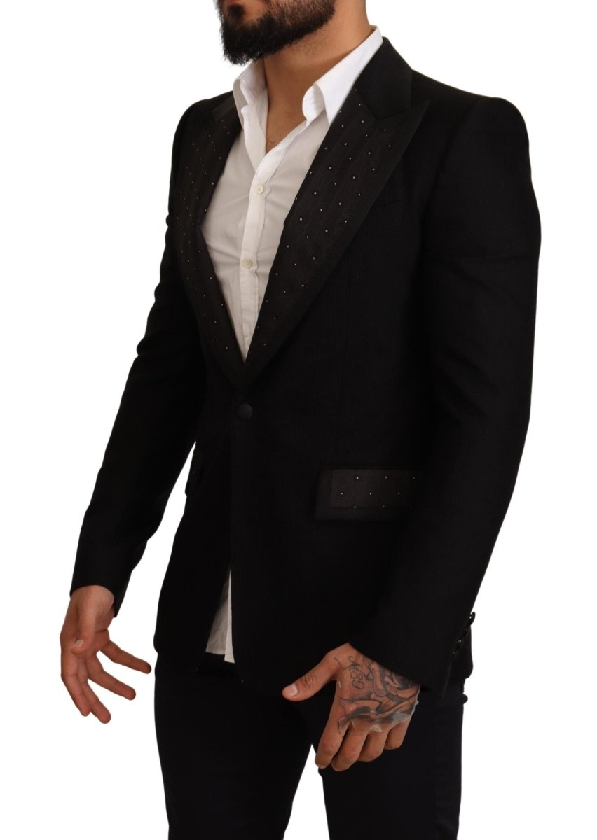 Dolce & Gabbana Black Wool Slim Fit Coat Blazer Jacket - The Gentlemen's Vault