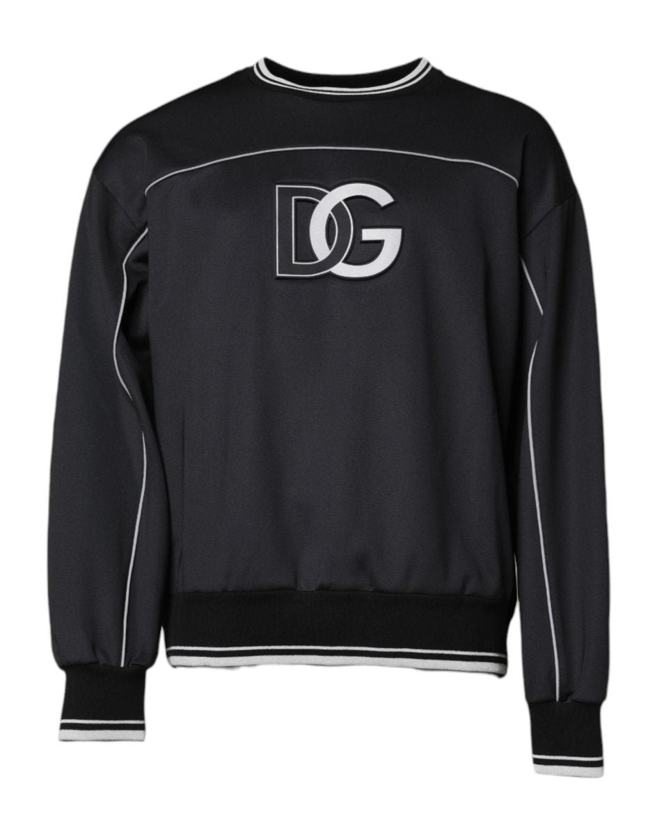 Dolce & Gabbana Black Logo Polyester Crew Neck Men Pullover Sweater - The Gentlemen's Vault