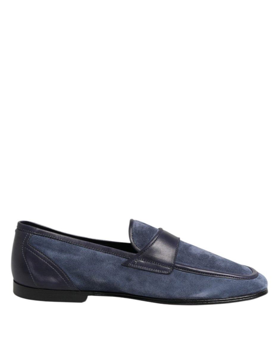 Dolce & Gabbana Blue Suede Leather Loafers Moccasin Shoes - The Gentlemen's Vault