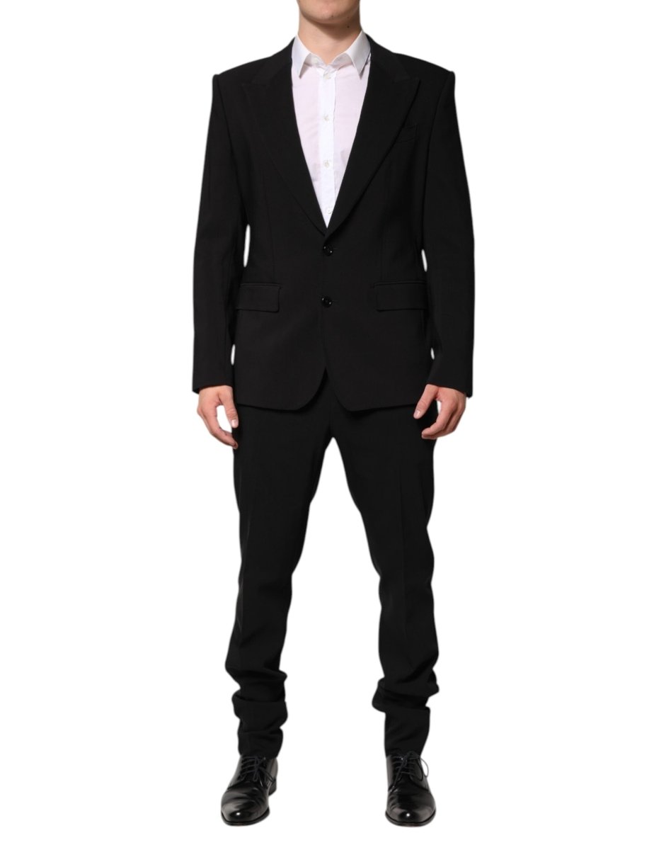 Dolce & Gabbana Black Cotton Single Breasted 2 Piece Suit - The Gentlemen's Vault