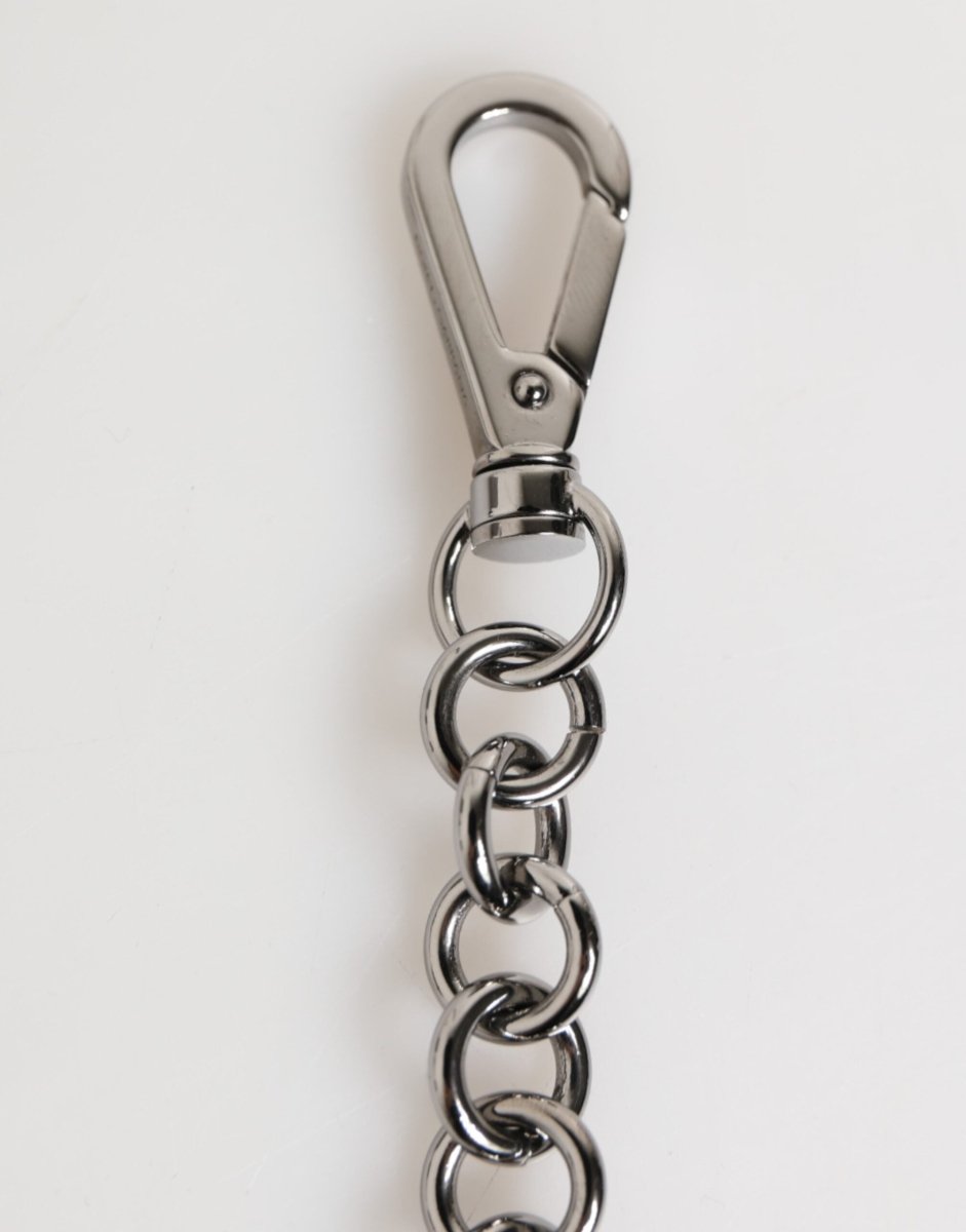 Dolce & Gabbana Black White DG Rubber Logo Silver Men Keychain Keyring - The Gentlemen's Vault
