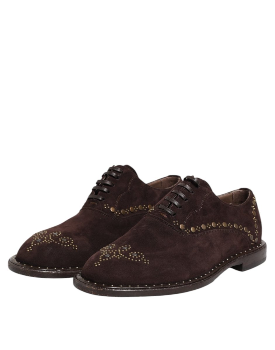 Dolce & Gabbana Brown Velvet Lace Up Oxford Dress Shoes - The Gentlemen's Vault
