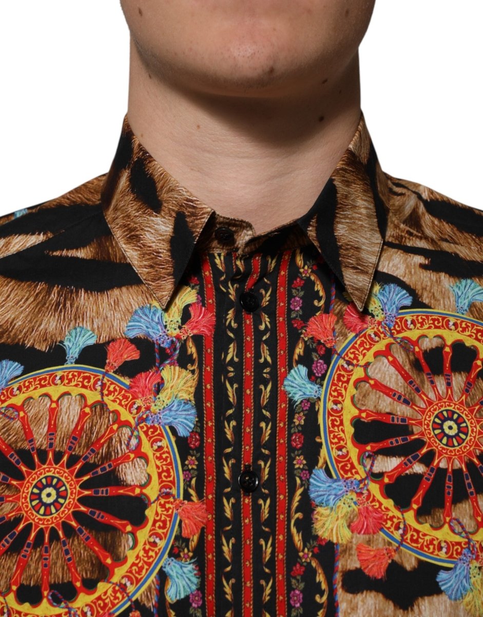 Dolce & Gabbana GOLD Cotton Tiger Carretto Long Sleeve Shirt - The Gentlemen's Vault