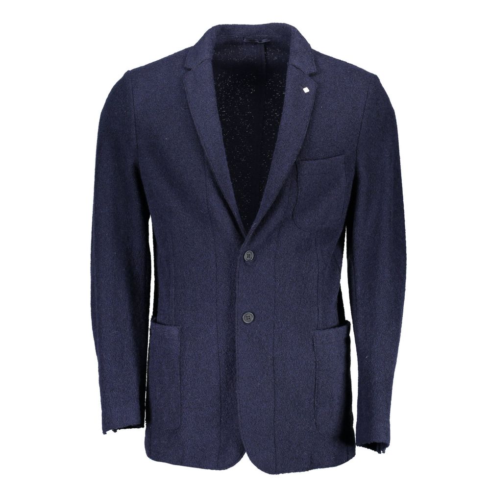 Gant Blue Wool Men Jacket - The Gentlemen's Vault