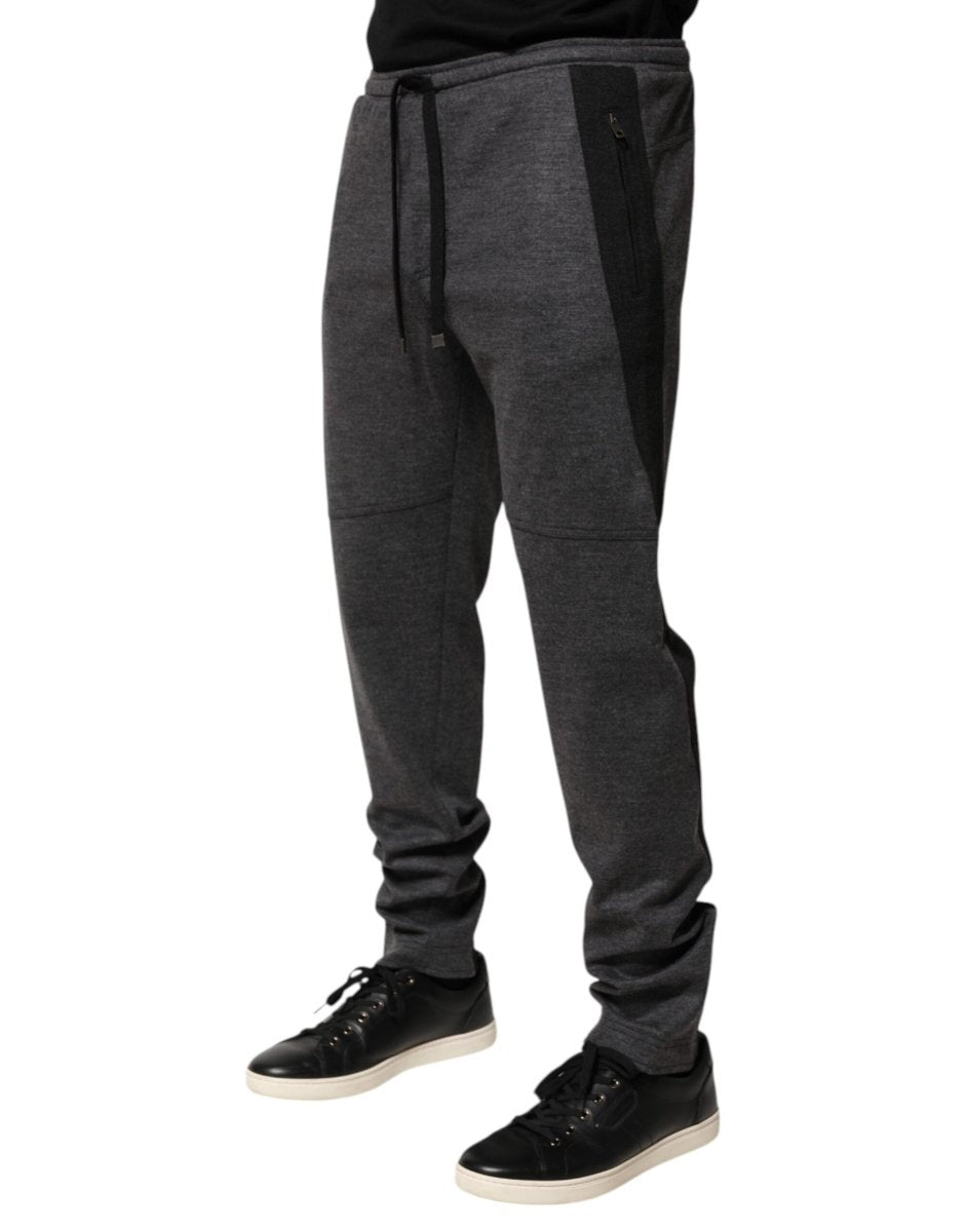 Dolce & Gabbana Gray Black Wool Blend Jogger Sweatpants Pants - The Gentlemen's Vault