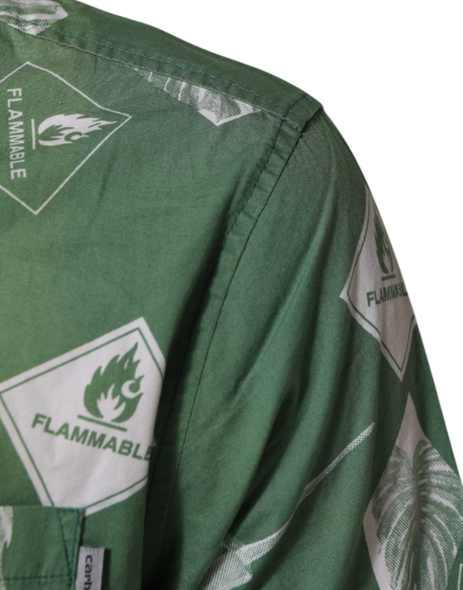 Carhartt Wip Green Printed Cotton Collared Short Sleeves Polo Shirt - The Gentlemen's Vault