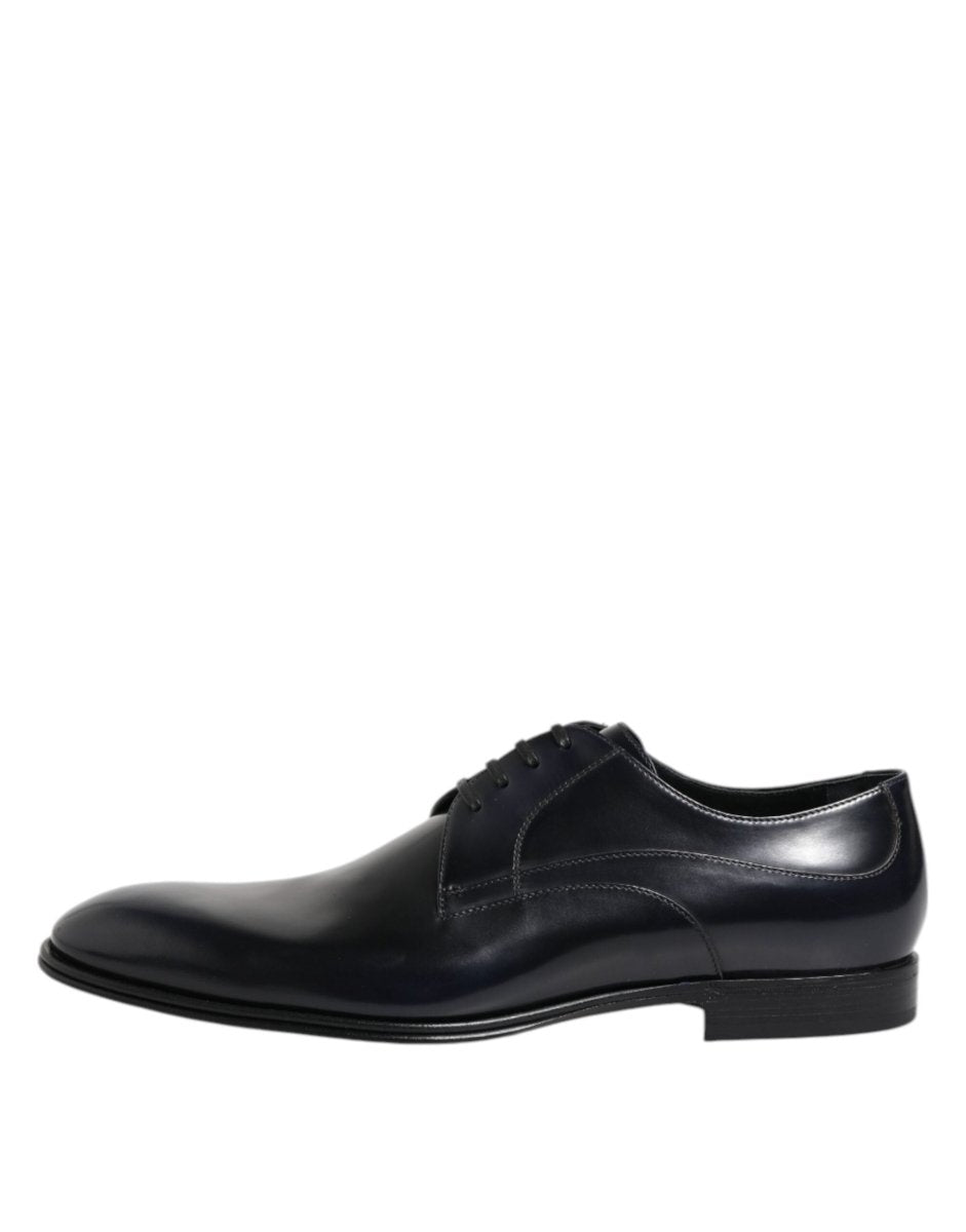 Dolce & Gabbana Navy Blue Leather Lace Up Derby Formal Shoes - The Gentlemen's Vault