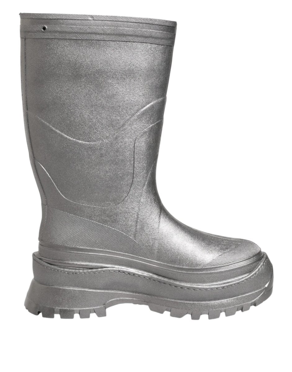 Dolce & Gabbana Metallic Silver Pull On Rain Boots Shoes - The Gentlemen's Vault