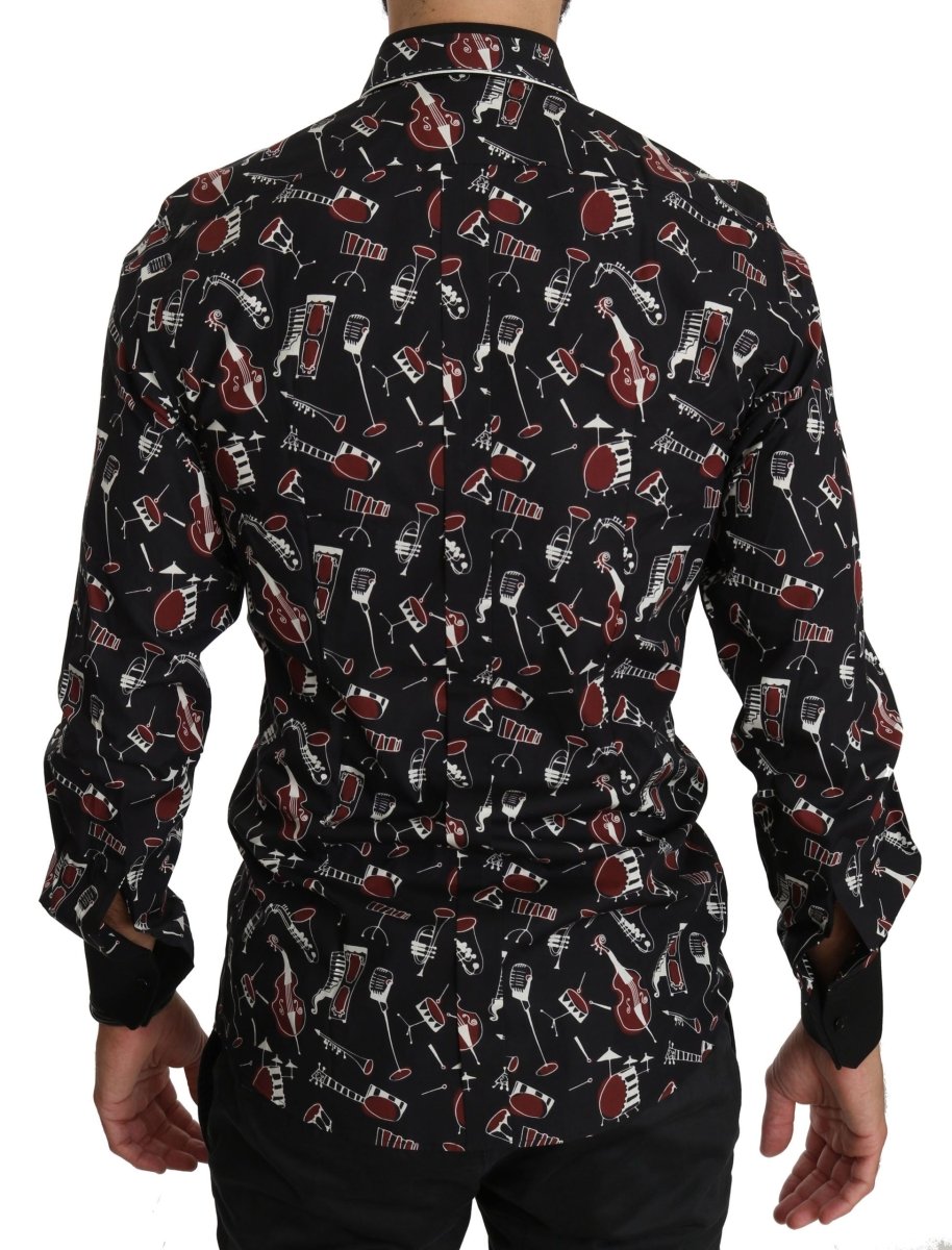 Dolce & Gabbana Black Musical Instrument Slim fit Shirt - The Gentlemen's Vault