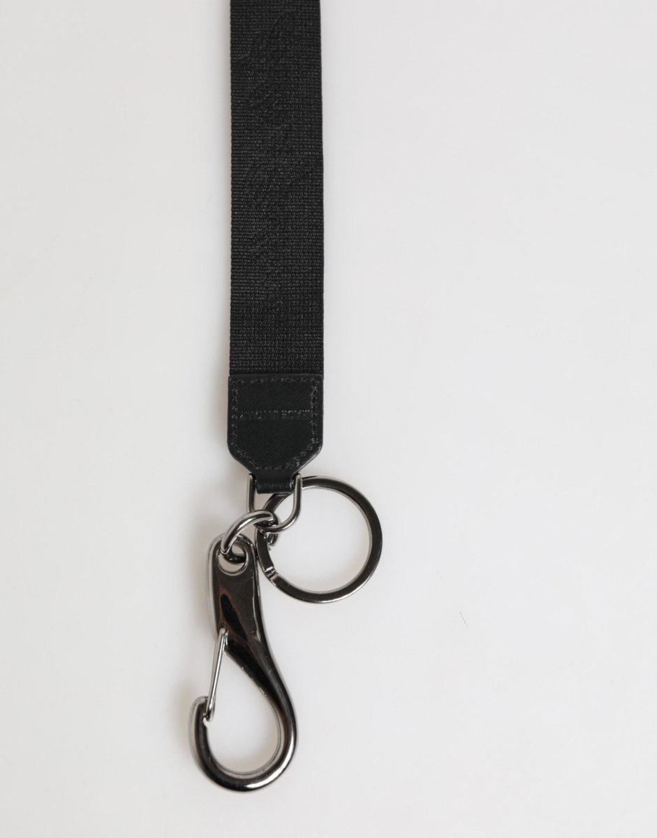 Dolce & Gabbana Black Yellow Polyester DG Logo Silver Keychain Keyring - The Gentlemen's Vault