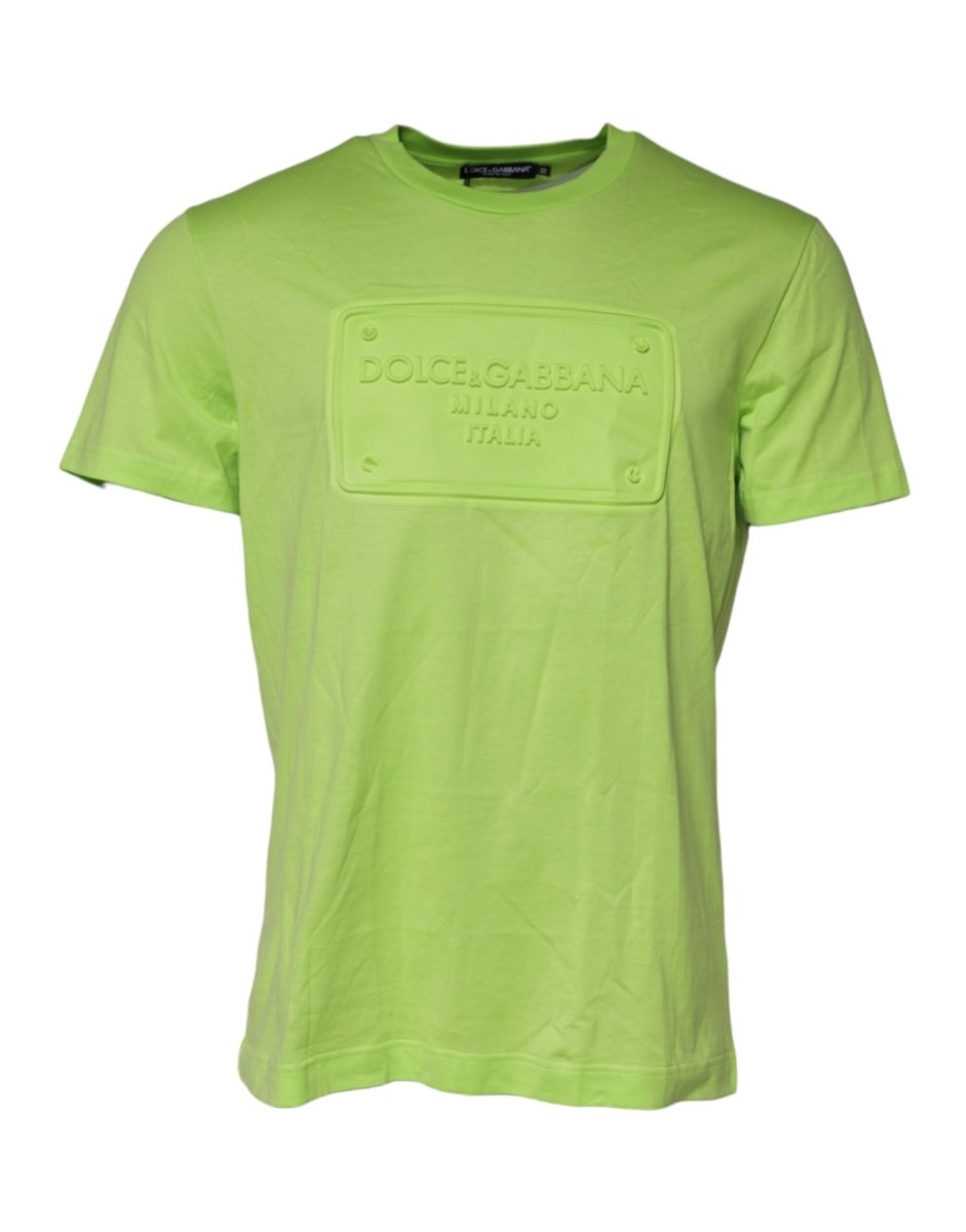 Dolce & Gabbana Green Embossed Logo Cotton Crew Neck T-shirt - The Gentlemen's Vault