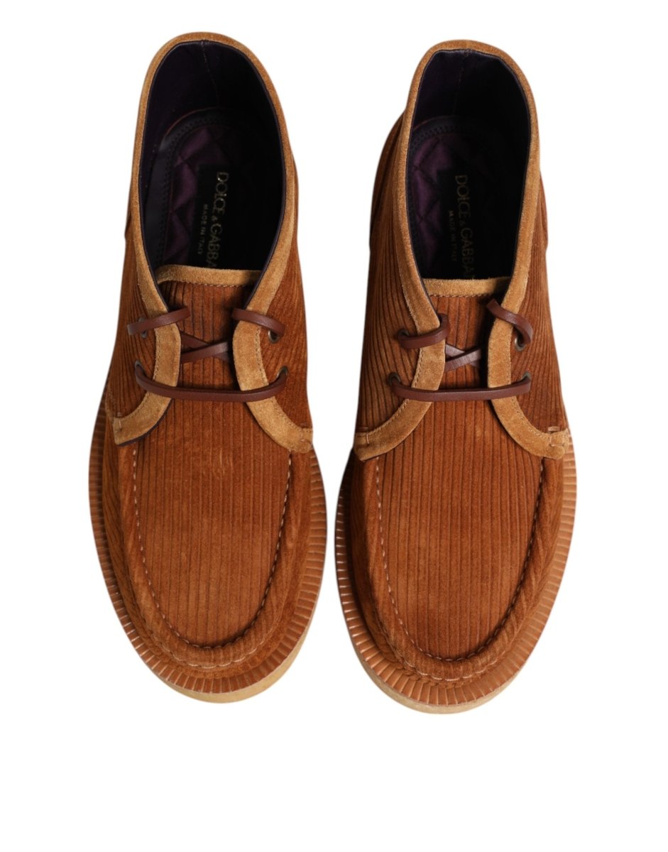 Dolce & Gabbana Brown Suede Nubuck Leather Desert Ankle Boots Shoes - The Gentlemen's Vault