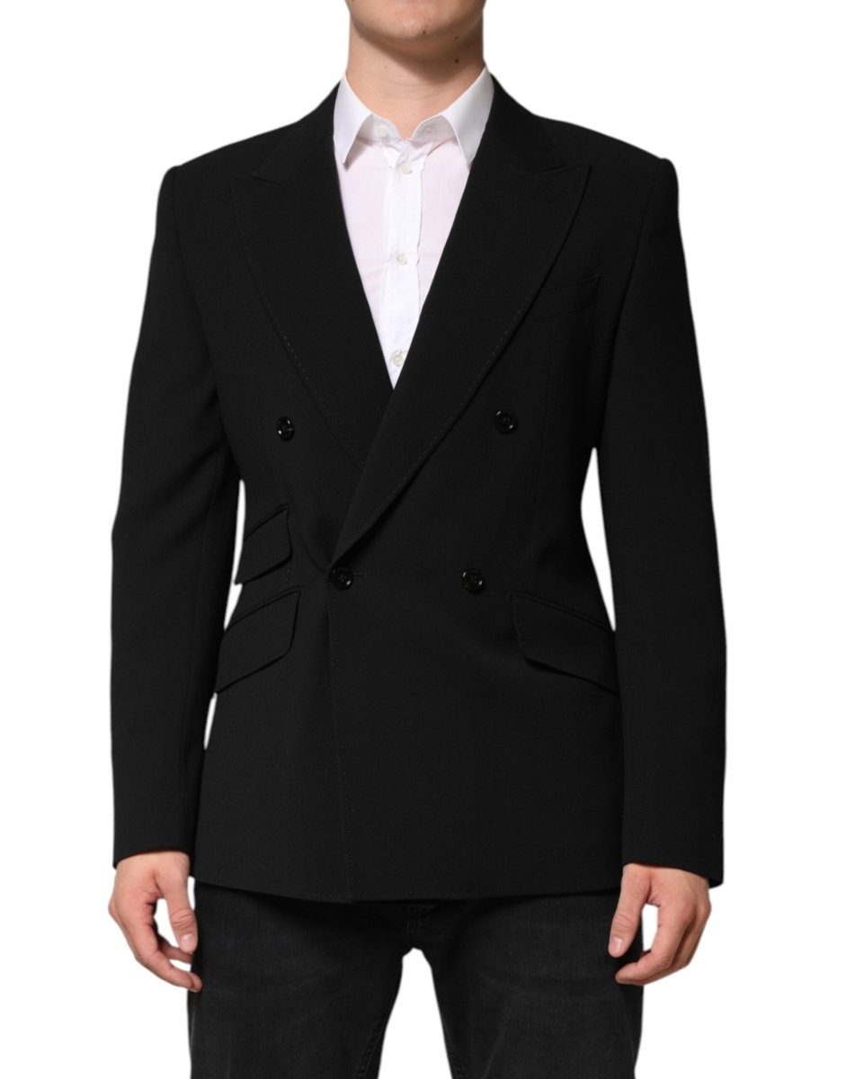Dolce & Gabbana Black SICILIA Double Breasted Coat Blazer - The Gentlemen's Vault
