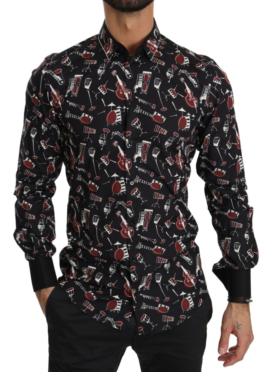 Dolce & Gabbana Black Musical Instrument Slim fit Shirt - The Gentlemen's Vault
