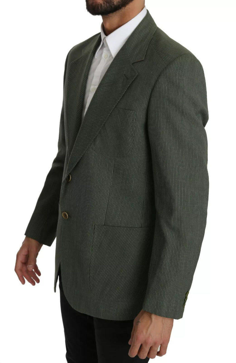 Romeo Gigli Green Linen Blazer One Piece Single Breasted Jacket - The Gentlemen's Vault