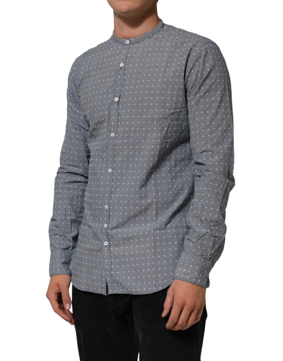 AGLINI Gray Polka Dot Cotton Button Down Long Sleeves Shirt - The Gentlemen's Vault