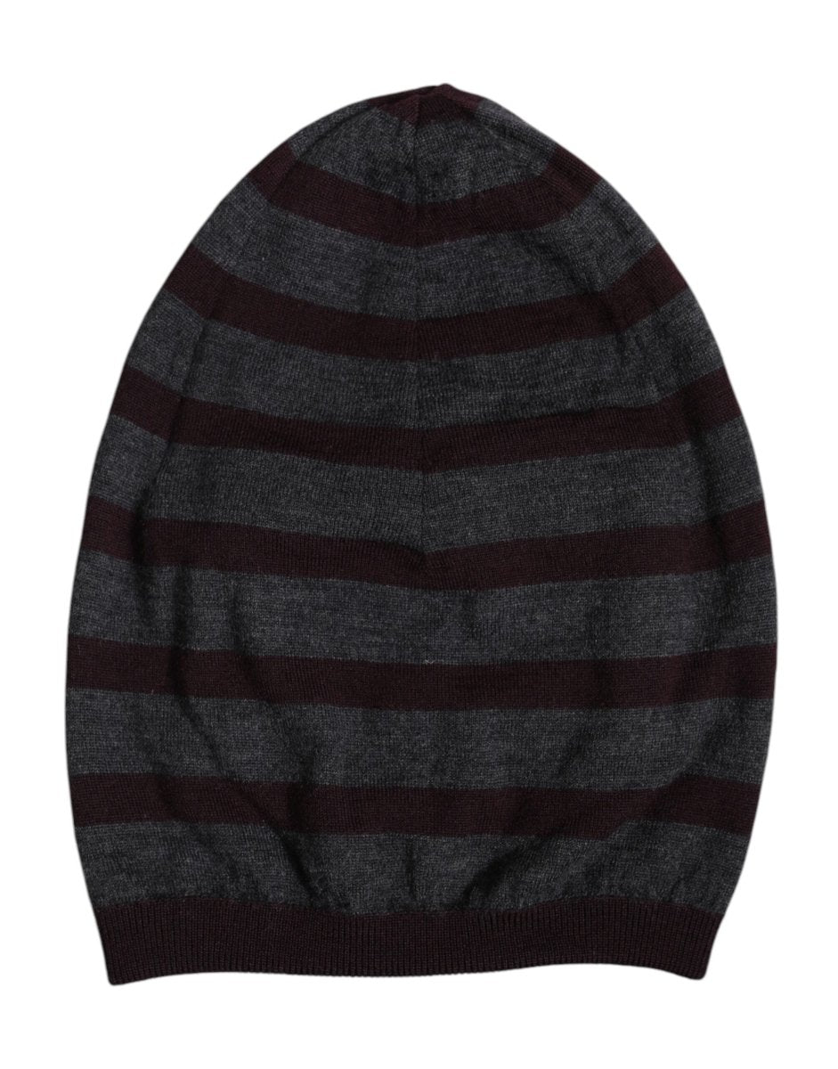 Dolce & Gabbana Gray Striped Wool Knitted Winter Beanie Hat - The Gentlemen's Vault