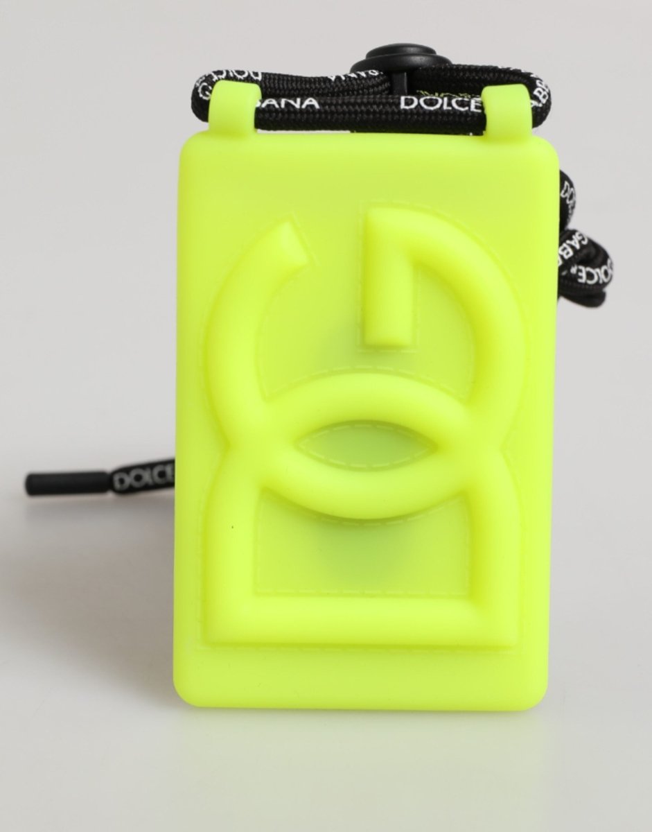 Dolce & Gabbana Yellow Green Rubber DG Embossed Adjustable Badge Holder - The Gentlemen's Vault