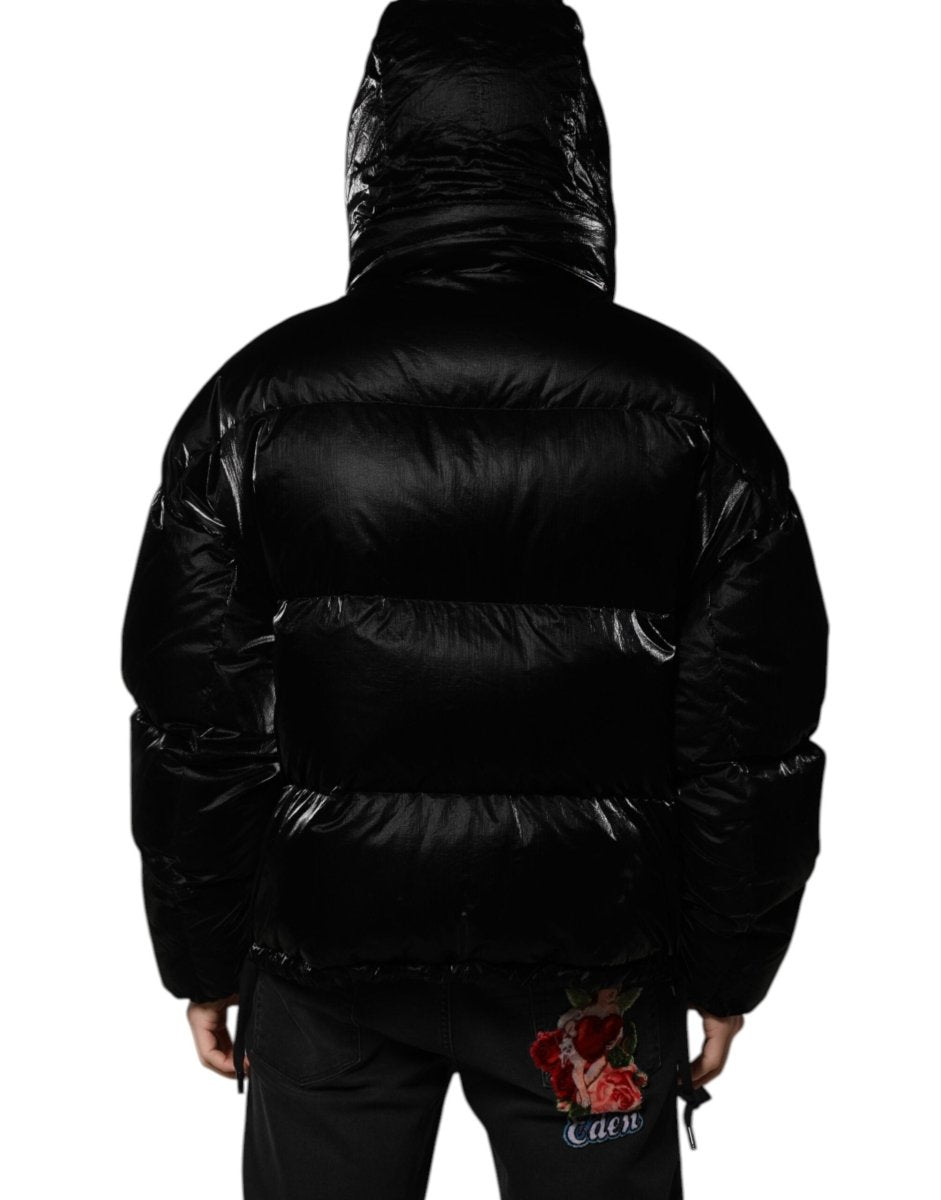 Dolce & Gabbana Black Logo Full Zip Hooded Quilted Jacket - The Gentlemen's Vault
