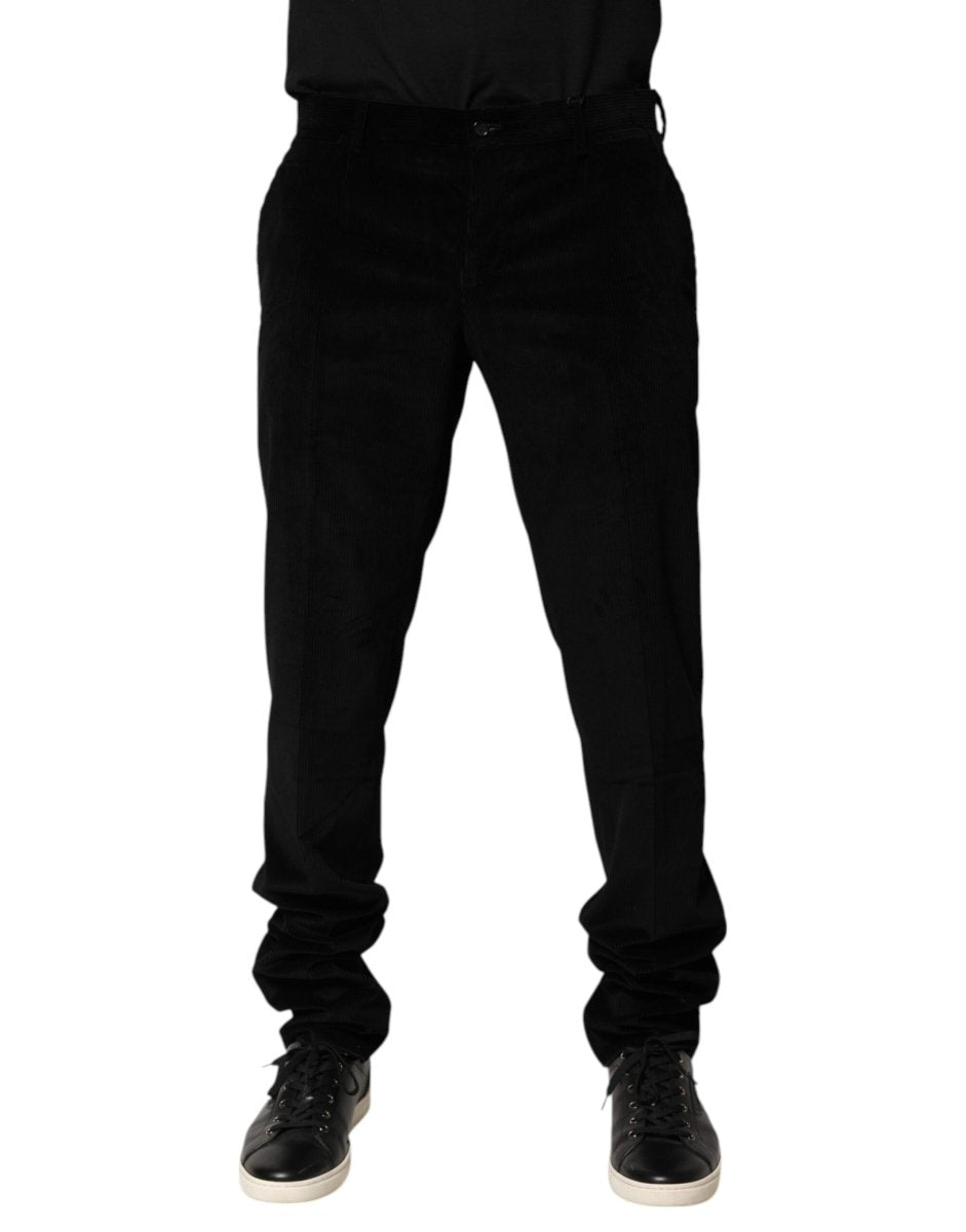 Dolce & Gabbana Black Cotton Men Dress Formal Trouser Pants - The Gentlemen's Vault
