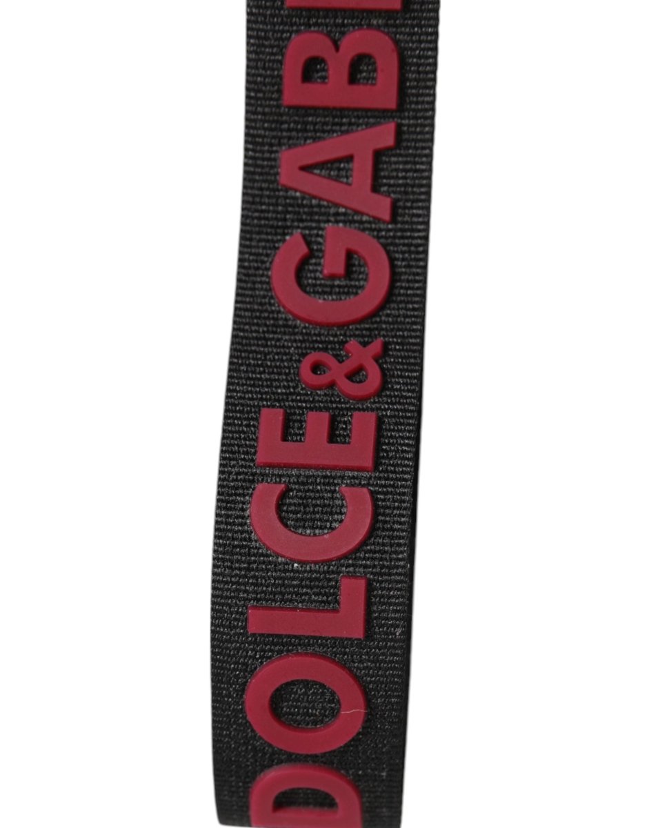 Dolce & Gabbana Black Red DG Logo Polyester Silver Men Keychain Keyring - The Gentlemen's Vault