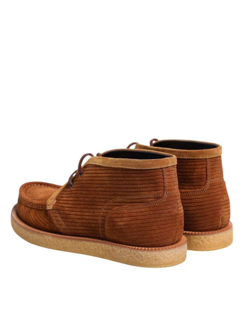 Dolce & Gabbana Brown Suede Nubuck Leather Desert Ankle Boots Shoes - The Gentlemen's Vault