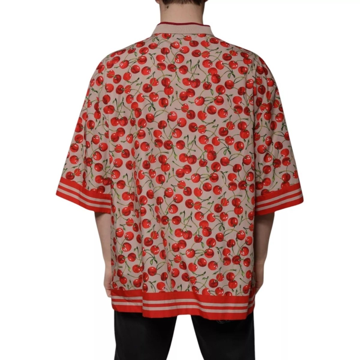 Dolce & Gabbana Beige Cherry Nylon Buttoned Casual Shirt - The Gentlemen's Vault