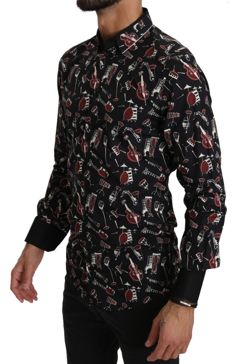 Dolce & Gabbana Black Musical Instrument Slim fit Shirt - The Gentlemen's Vault